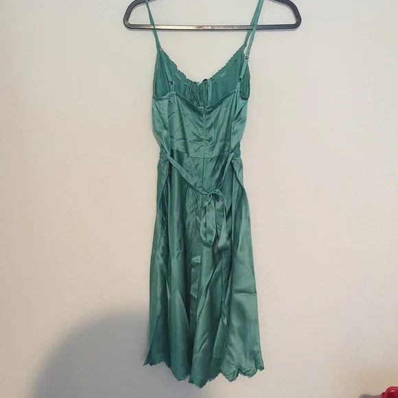 Betsey Johnson Silk Teal Lace Trim Dress - Picture 6 of 10